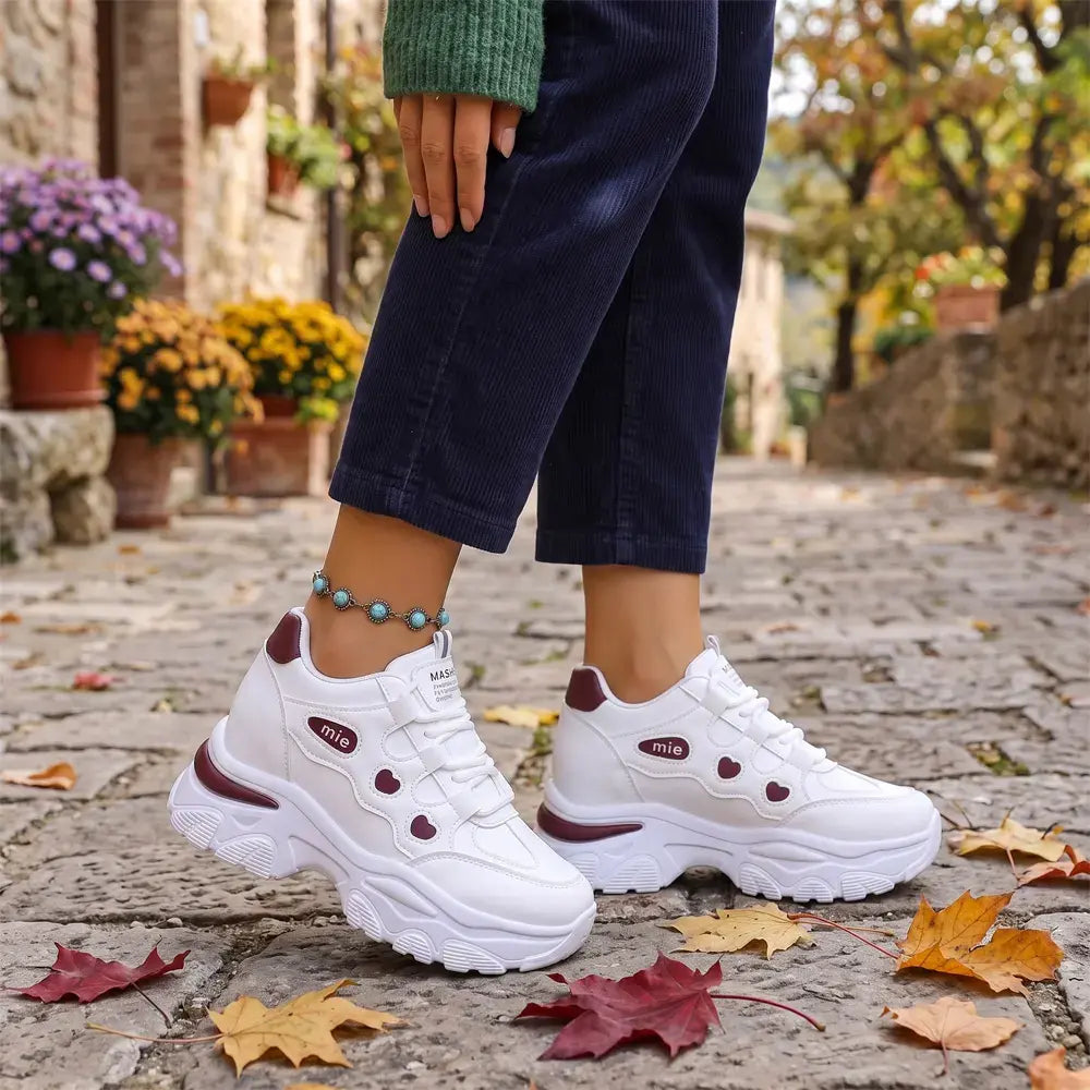【35-42】👟Dámske tenisky na platforme s hrubým výstrihom - skrytý klin - ležérne šnurovacie tenisky s farebnými blokmi 2026