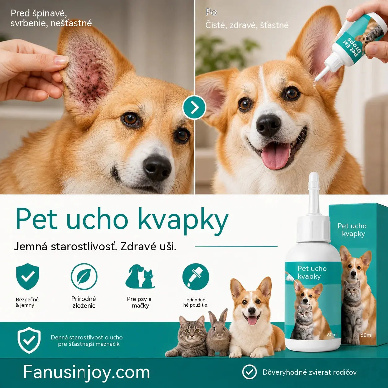【Kúpte 1 a získajte 1 zadarmo】 🐱🐶 Jemné kvapky na čistenie uší pre domáce zvieratá – Rozlúčte sa s ochoreniami vonkajšieho zvukovodu