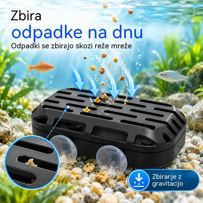 🐢 Zbiralnik akvarijskih in želvjih odpadkov · Gravitacijsko zbiranje · Dva priseska · Enostavno čiščenje!