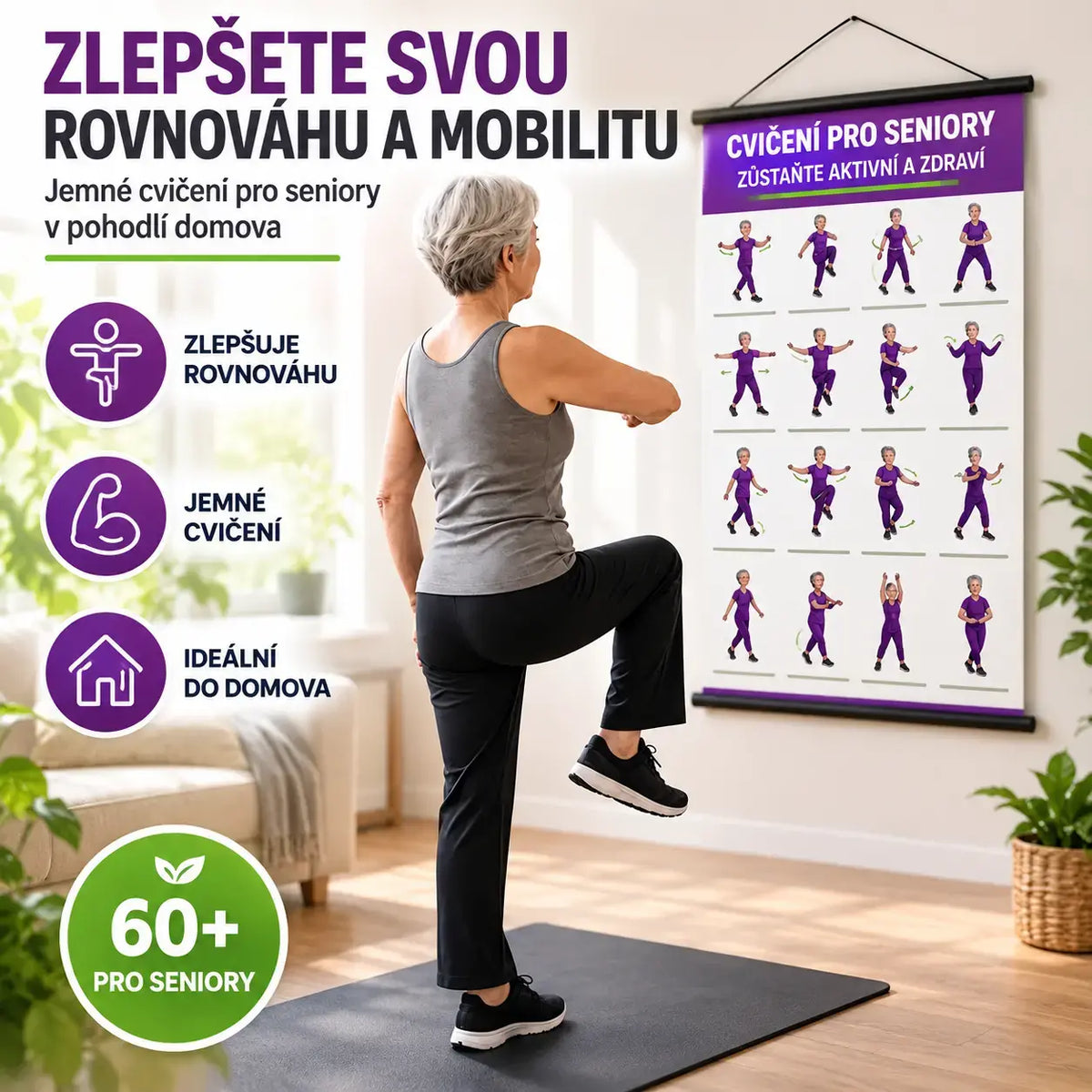 Plagát s cvičením Tai Chi pre seniorov