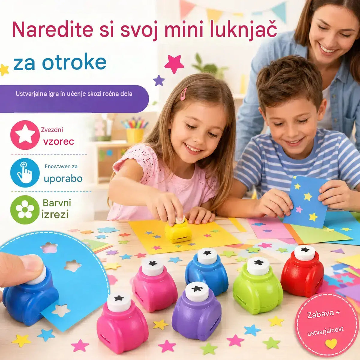 10 kosov za 22 €✨✂️ Luknjač z motivom rože za otroke, poučna igrača, pripomoček za ustvarjanje