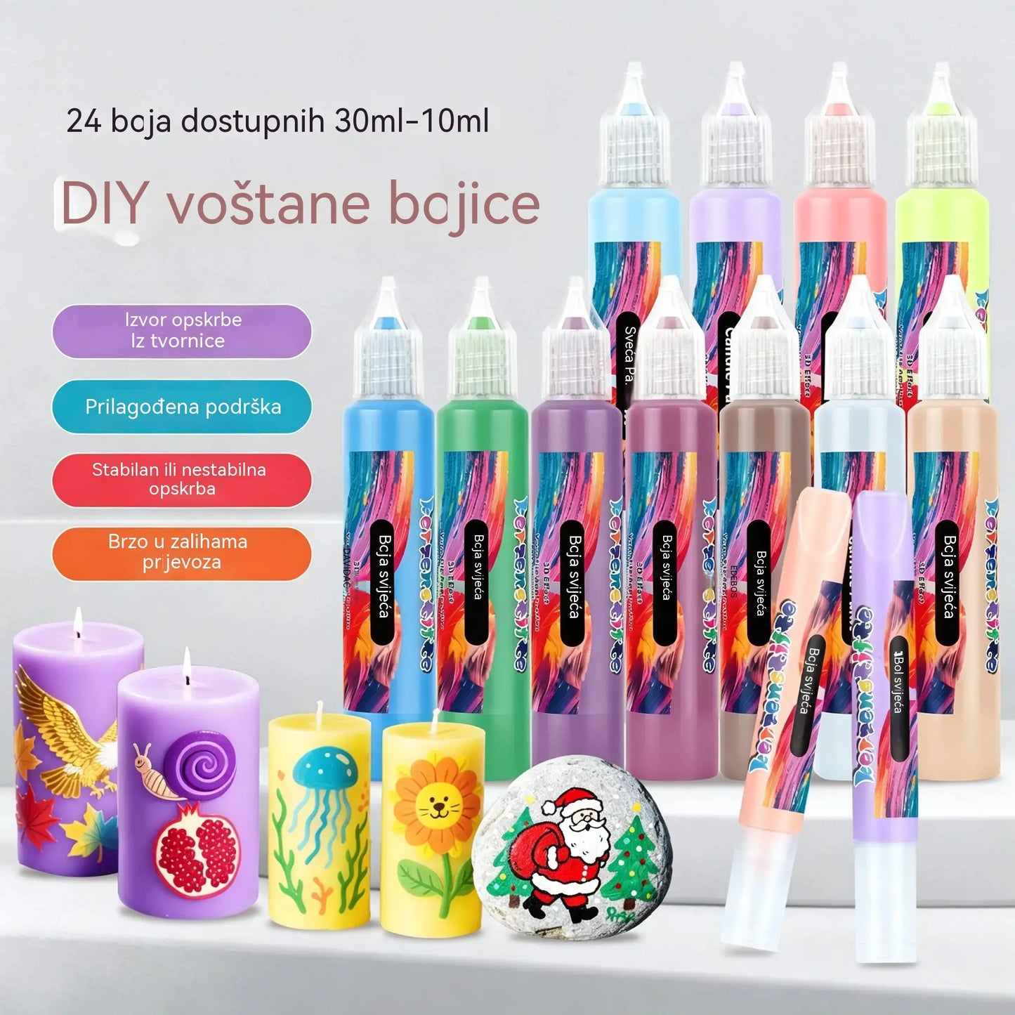 🎨【24 boje po kutiji】Samo 28 eura🥳💞24-bojni 3D markeri za grafite u obliku svijeća!