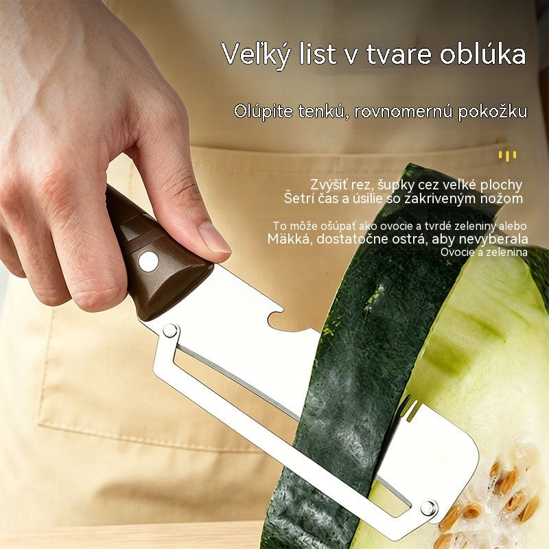 ✅【Kúpte 1 a získajte 1 zadarmo!】🧅🔪 Multifunkčná kuchynská škrabka 3 v 1: Šúpe, krája a otvára fľaše! 🔥