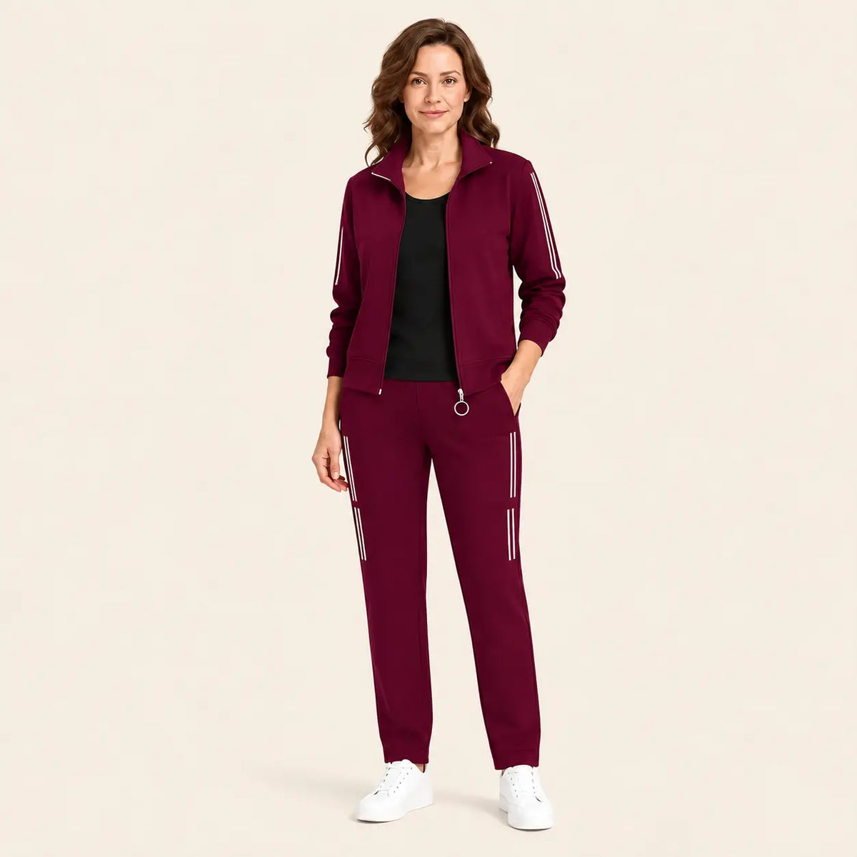 🌸 Elegancia a absolútne pohodlie! Elegantná 3-dielna tepláková súprava pre ženy (bunda na zips + tričko + nohavice / Veľkosti: M-6XL)! ✨