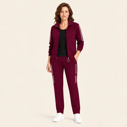 Popolna eleganca in udobje! Elegantna 3-delna trenirka za ženske (Jakna na zadrgo + Majica + Hlače / Velikosti: M-6XL)!