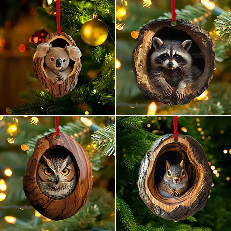【Sada 10 ks】 🎄 Vianočné ozdoby na stromček so zvieratkami — Závesné ozdoby so zvieratkami
