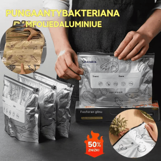 🔥✨【Balenie 60 kusov】Samouzatváracie vrecká z potravinárskej hliníkovej fólie - zahustené a uzavreté