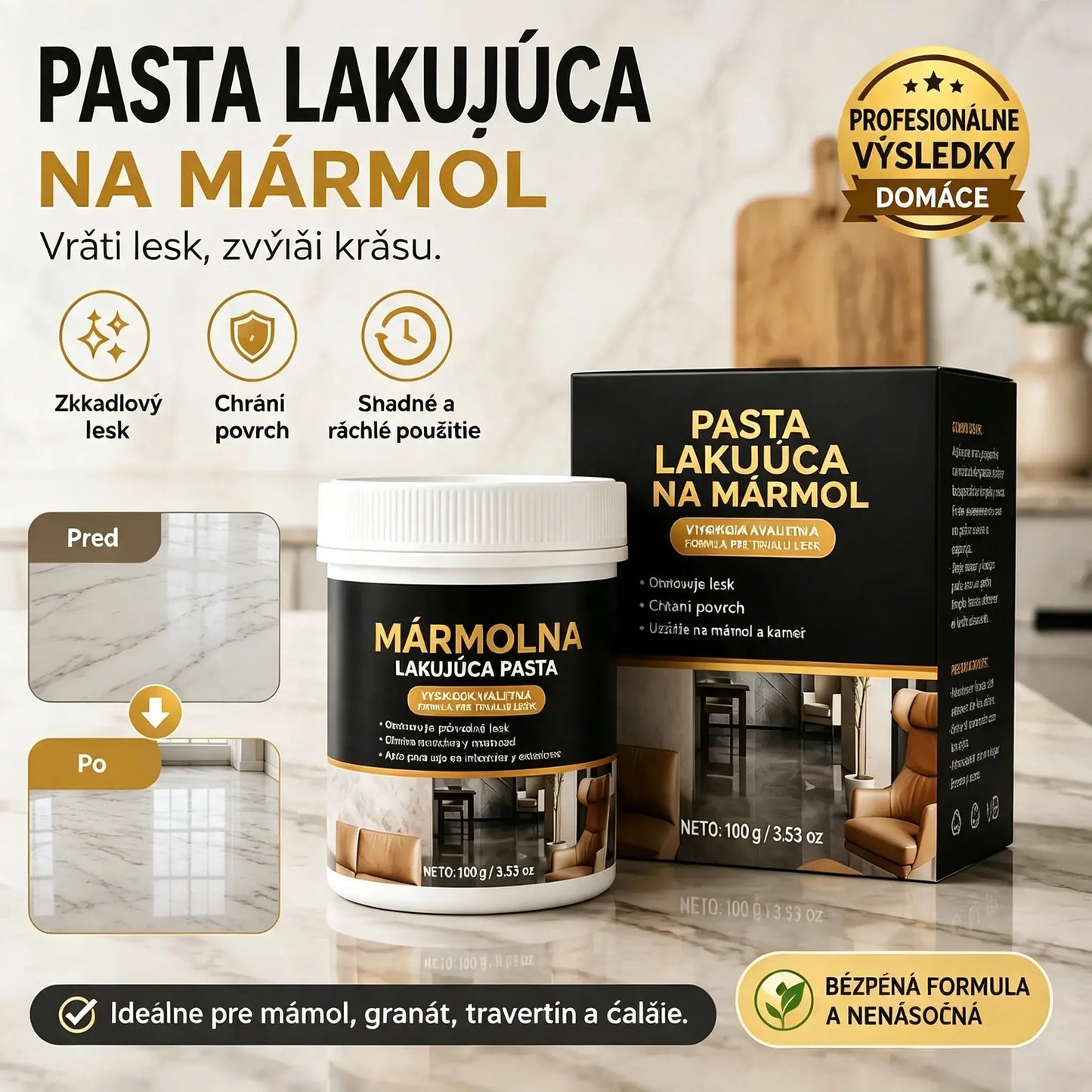 🥳 🔥Dve fľaše za 24 eur!✨ Leštiaca pasta na mramor – odstraňuje škrabance, obnovuje lesk a chráni povrch už za 2 minúty 🛡️