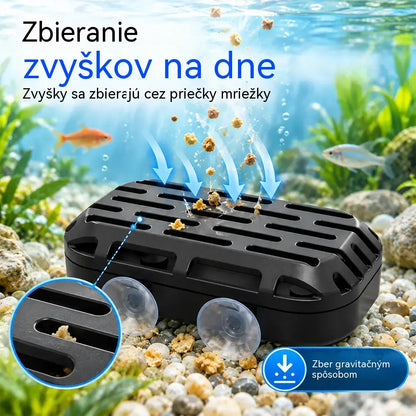 🐢 Zberač odpadu z akvária a korytnačky · Gravitačný zber · Dve prísavky · Jednoduché čistenie!