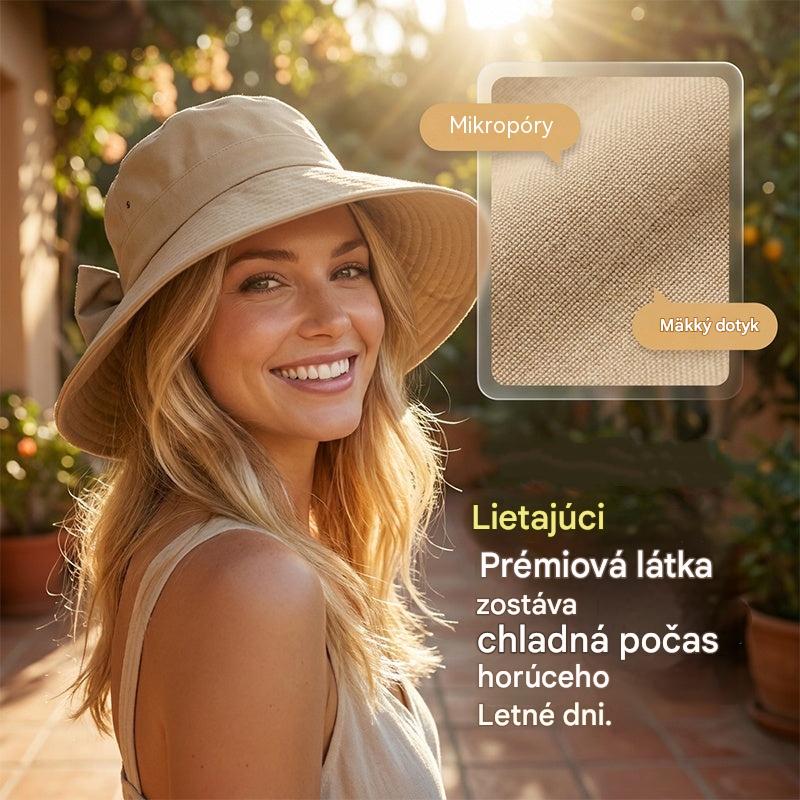 👒✨ Dámsky slnečný klobúk s mašľou a širokou krempou – skladacia, 360° ochrana 🎀