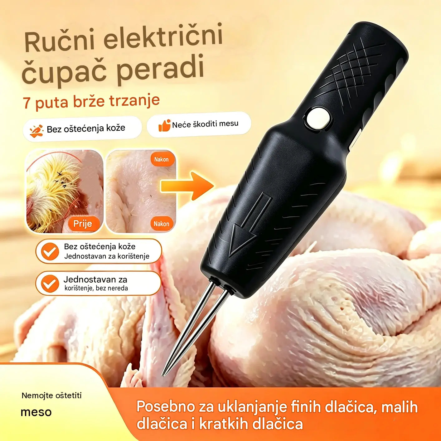🐓🦆Prijenosni električni čupač perja za kokoši, patke, guske i perad
