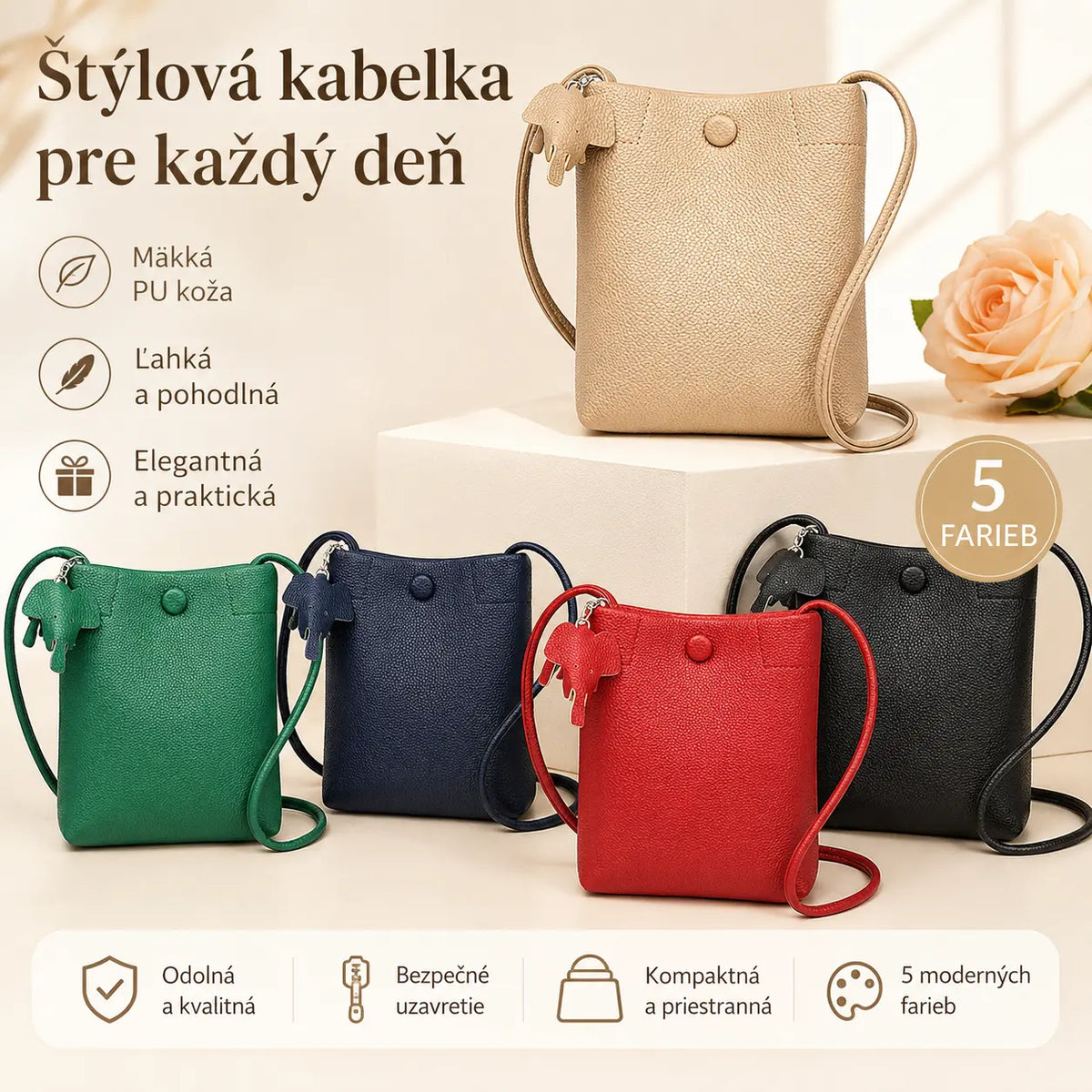 💖✨Dámska crossbody taška z jemnej kože v minimalistickom štýle s veľkým objemom