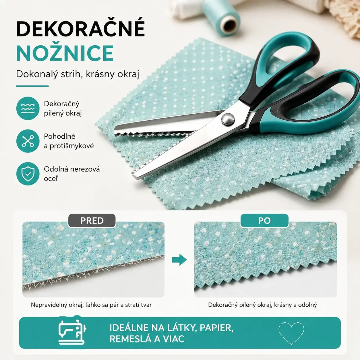 ✂️ Profesionálne zúbkované nožnice - Ostré zúbkované nožnice na látku