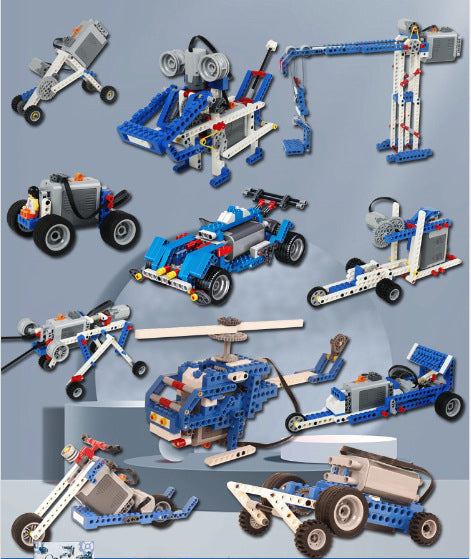 🤖🧩【396 kosov】【Pakirano v vrečki - brez napajalnika】Otroški komplet električnega robota za sestavljanje