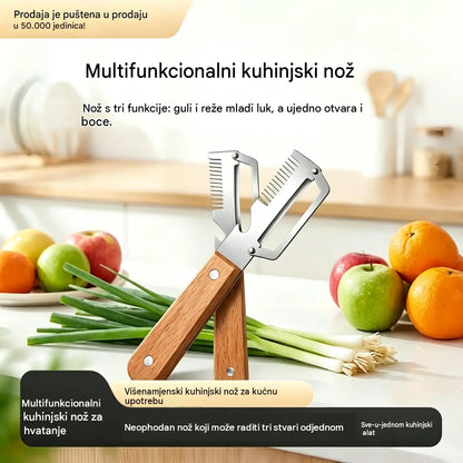 ✅【Kupite 1, dobijte 1 gratis!】🧅🔪 Višenamjenska kuhinjska gulilica 3 u 1: Guli, reže i otvara čepove za boce! 🔥
