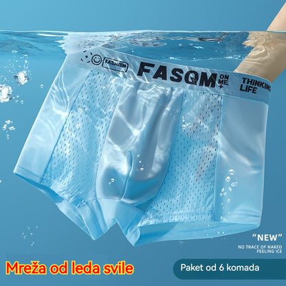 🔥【1 sada za 6 ks.】Pánske boxerky vyrobené z materiálu Air Mesh Ice Silk. Elastické, pohodlné a priedušné.