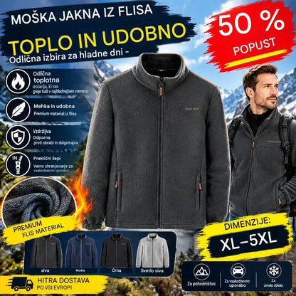 🧥🔥moška jesensko-zimska jakna iz polarnega flisa, jakna z visokim ovratnikom za mlade in moške srednjih let