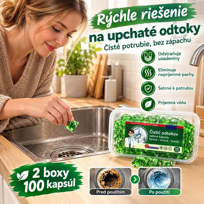 2 škatule (spolu 100 tabliet)🏠💧Deodoračné kapsuly Drain – bioenzýmové zloženie neutralizuje pachy priamo pri ich zdroji.