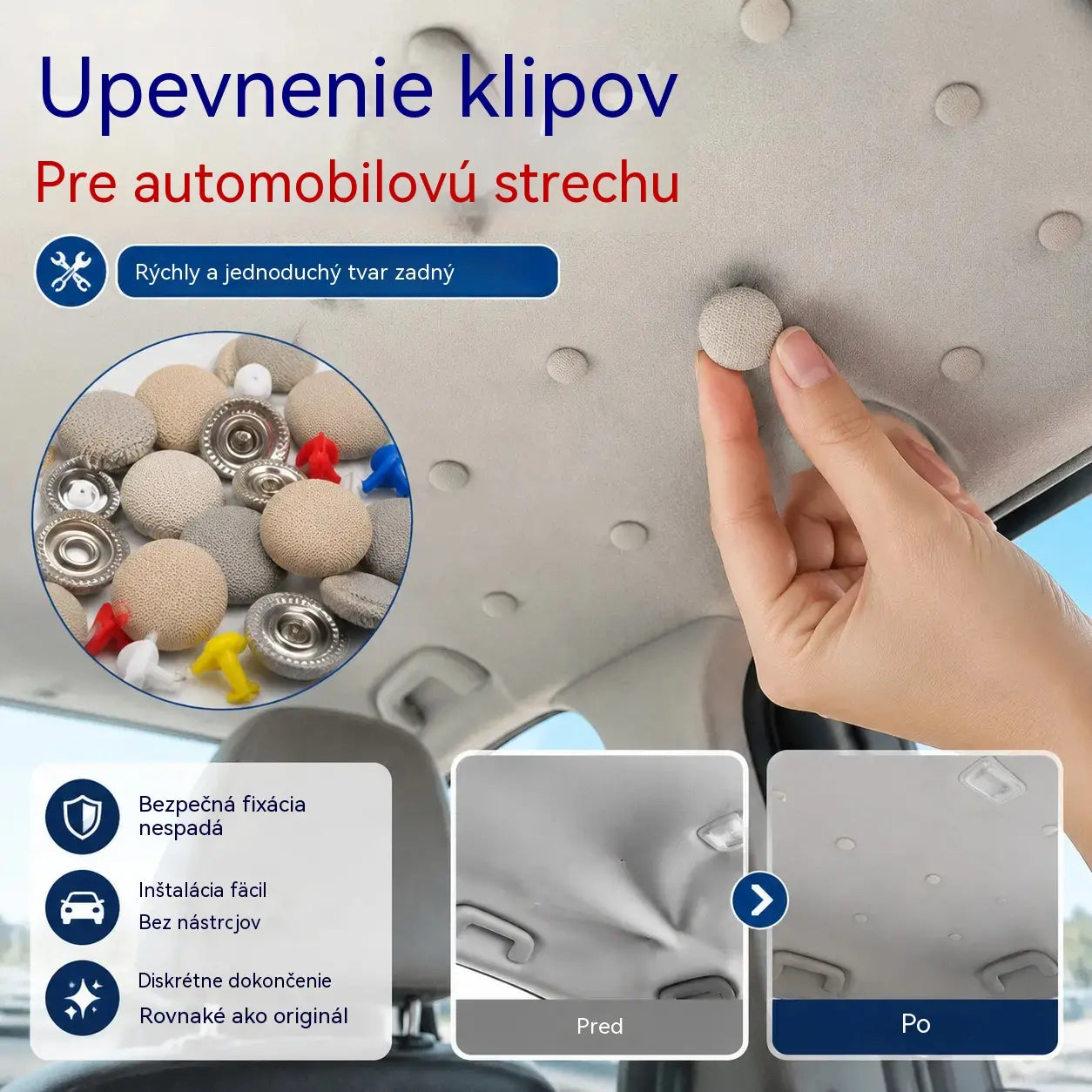 🔥【60 kusov】🚗Svorky na demontáž strešnej plátny auta vrátane montážneho náradia uľahčujú demontáž a montáž.