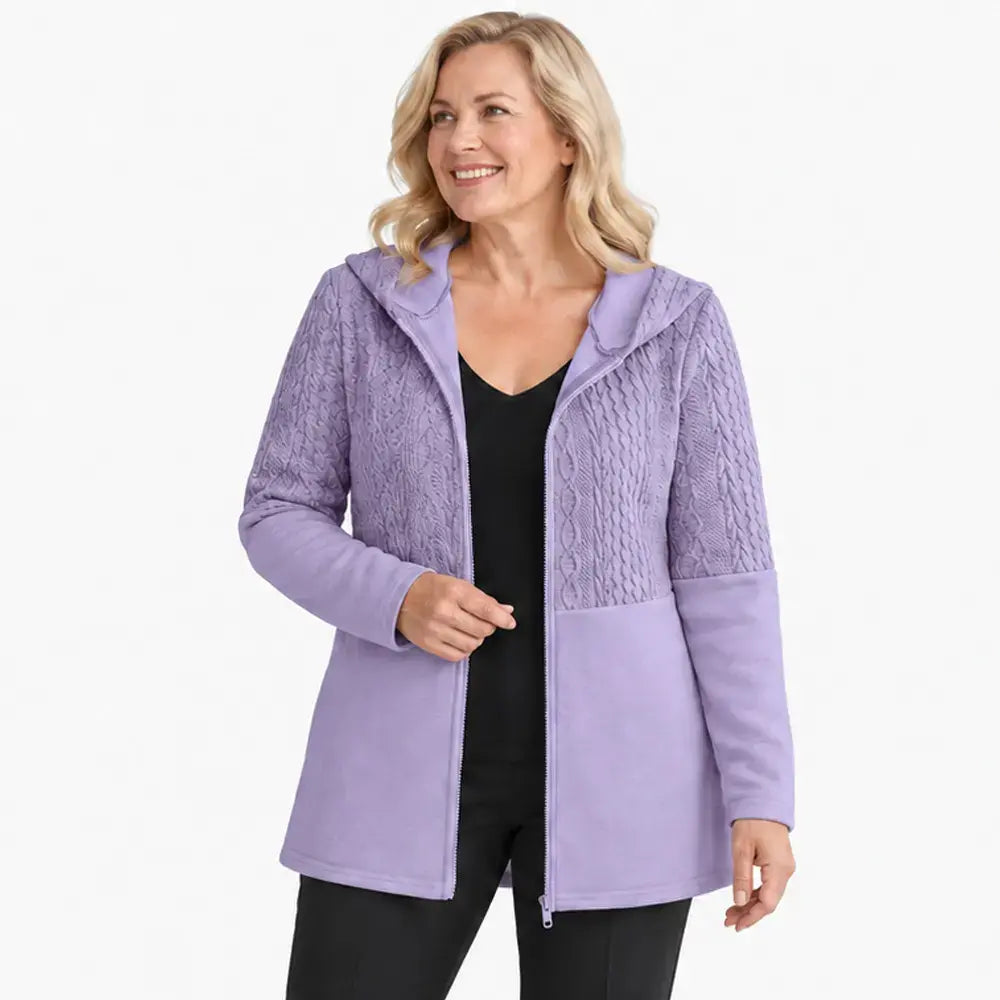 ❤️【S–5XL】Ženska jakna s kapuco za jesen in zimo – enobarvna, z valovitimi šivi, ohlapnega kroja