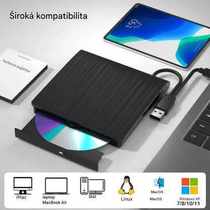 📢📢 Zľava 50 %! 💿💻 Externá CD/DVD mechanika: Plug & Play, prenosná a kompatibilná so systémom Mac/Windows