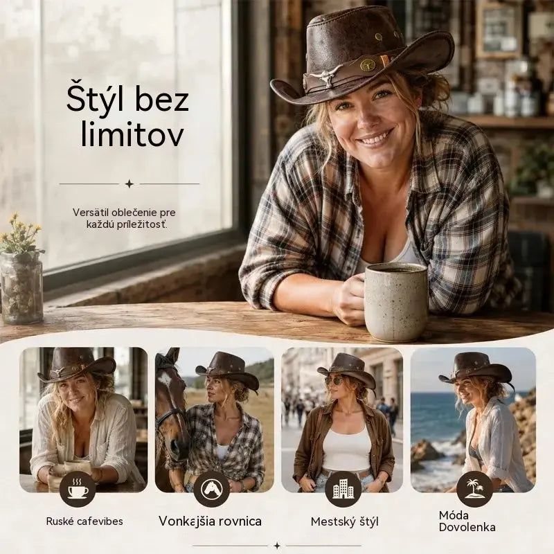 🤠Užite si teraz 50% zľavu! 🌟Retro kovbojský klobúk so širokým okrajom a kapucňou - fedora v štýle Distressed Western