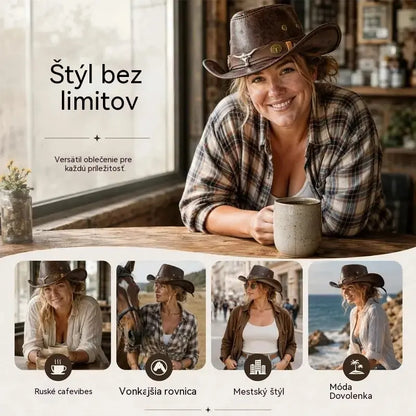 🤠Užite si teraz 50% zľavu! 🌟Retro kovbojský klobúk so širokým okrajom a kapucňou - fedora v štýle Distressed Western