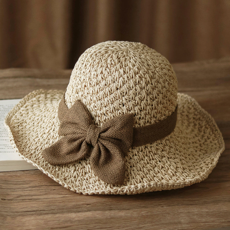 🎀🎀 50% ZĽAVA 👒 | Retro slamený klobúk s mašľou – skladací a priedušný na leto