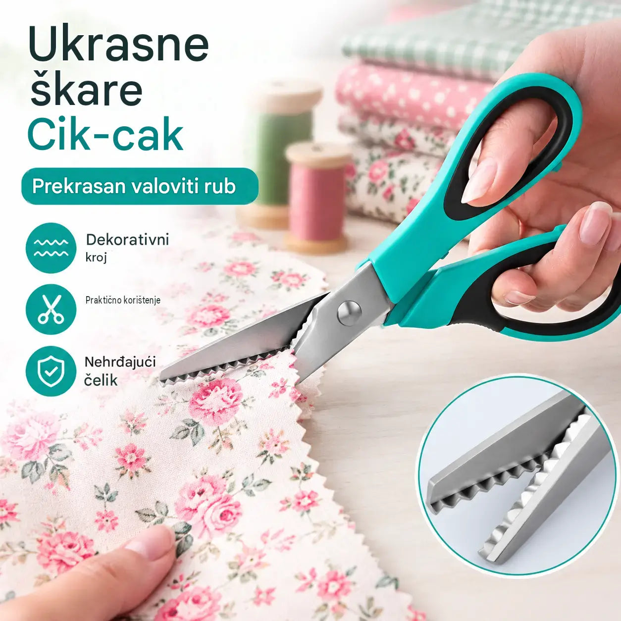✂️ Profesionalne nazubljene škare - Oštre nazubljene škare za tkaninu