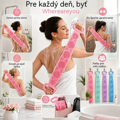 🔥Kúpte 1, 1 dostanete zadarmo🔥🛁 Obojstranná silikónová rukavica do kúpeľa – extra dlhá telová drhnúca hubka pre jednoduché čistenie chrbta