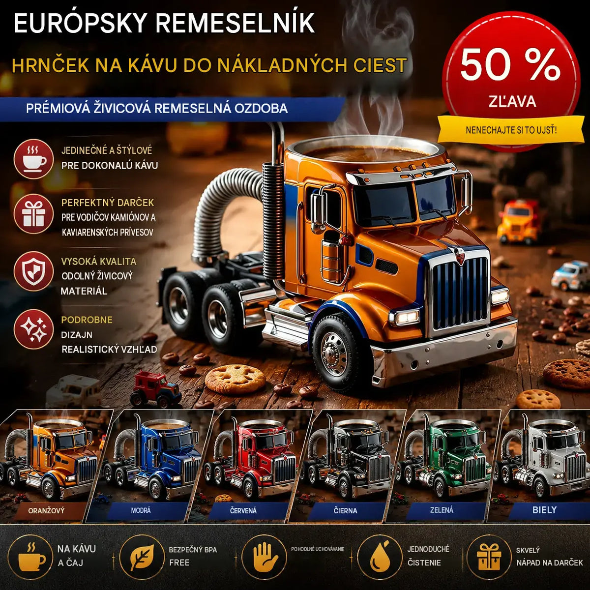 🚛 Ručne vyrobené kávové šálky pre kamióny