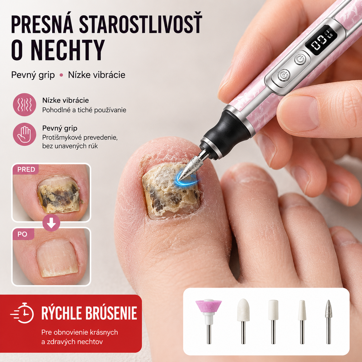 💅✨Profesionálny elektrický leštič na nechty – Ľahko leští hrubé nechty a používa sa na liečbu onychomykózy.