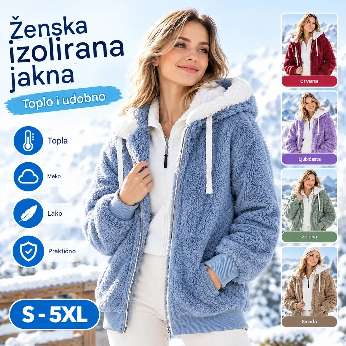 ☃️Ograničeni popust 39%❄️【S-5XL】Ženska jakna 2026 s kontrastnim prugama od debelog pliša