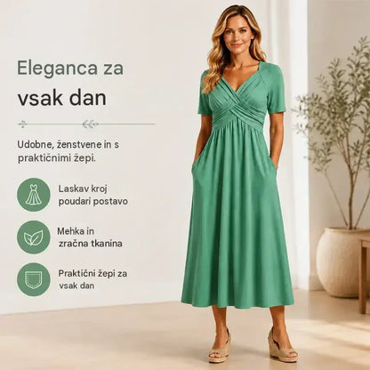 🔥🔥👗【S-3XL】Modna ležerna obleka srednje dolžine iz leta 2026 v čistih barvah