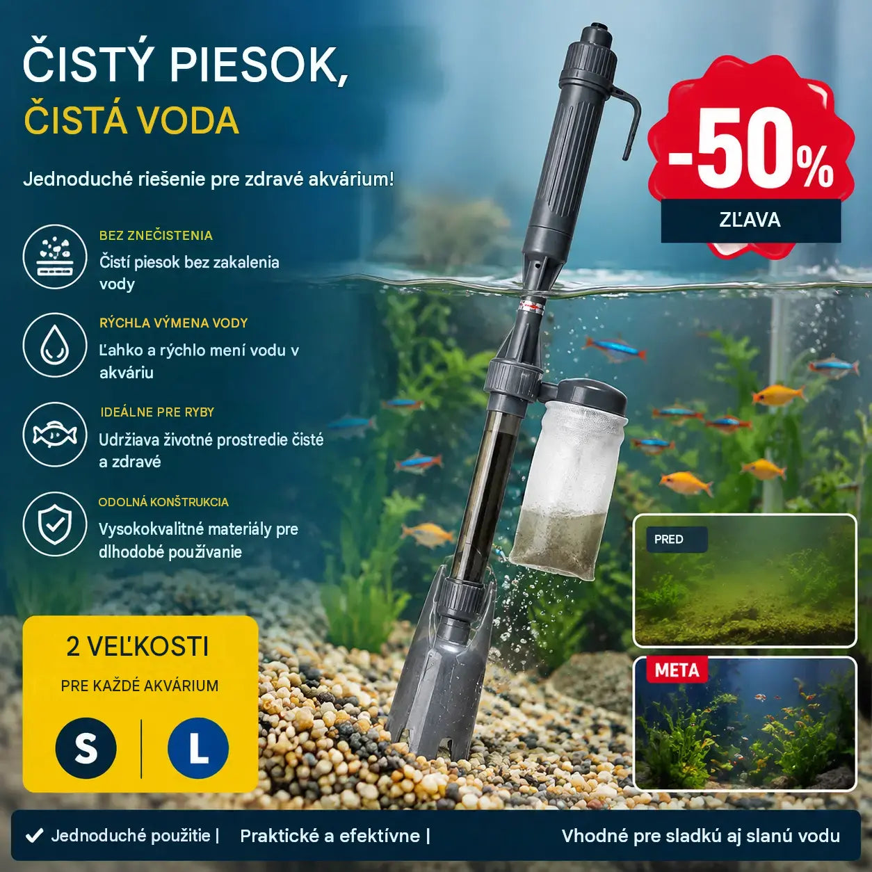 🔥 Elektrický čistič substrátu pre akvárium