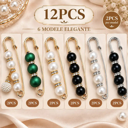 ✨ Elegantne biserne sponke za prilagajanje pasu in izreza (komplet 12 kosov: 6 modelov x 2 kosa) 👗 | 💎 Brez šivanja · Elegantne in praktične