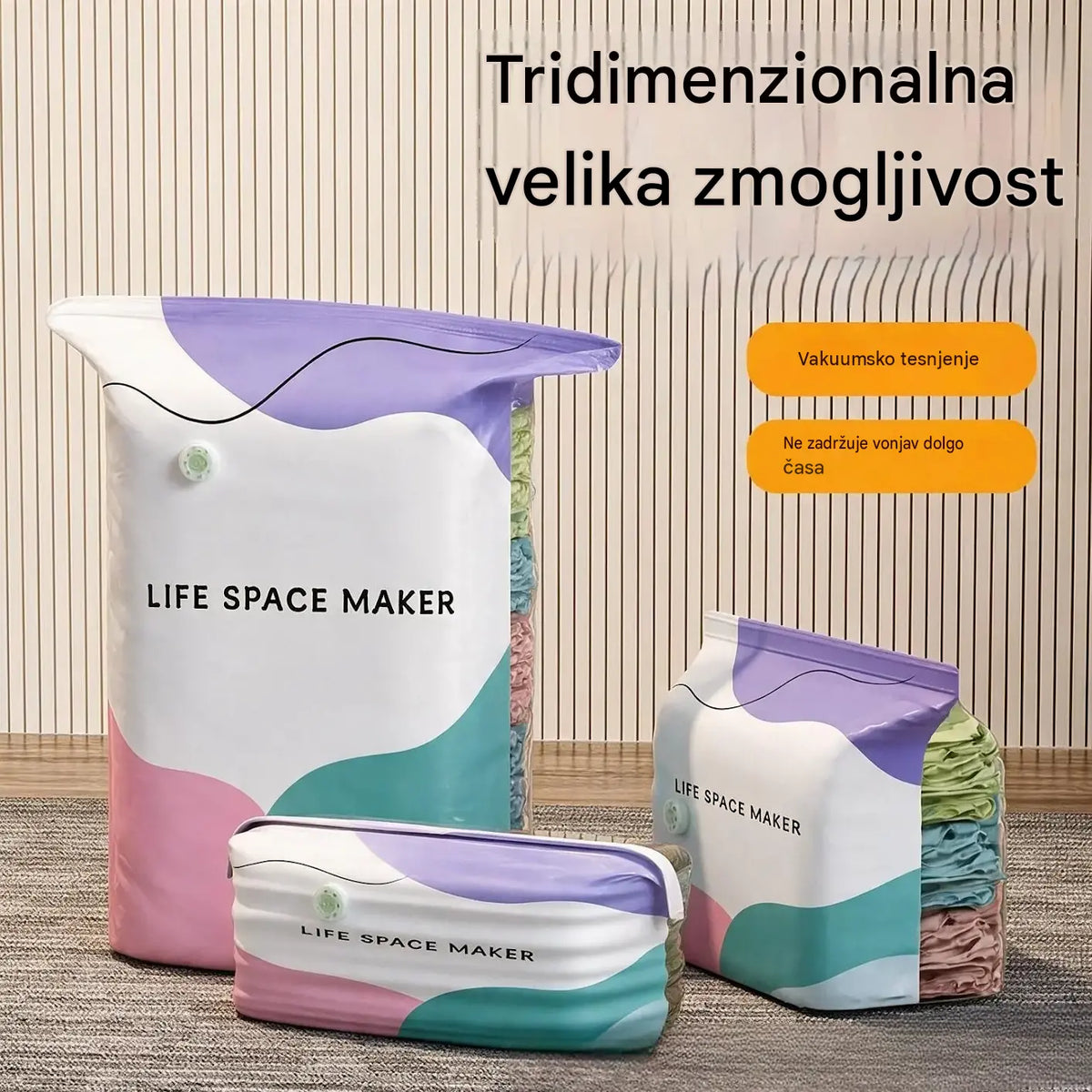 👕📦【5 kosov 26 €】Kompresijske vrečke za shranjevanje oblačil, brez potrebe po vakuumu, ojačana konstrukcija.
