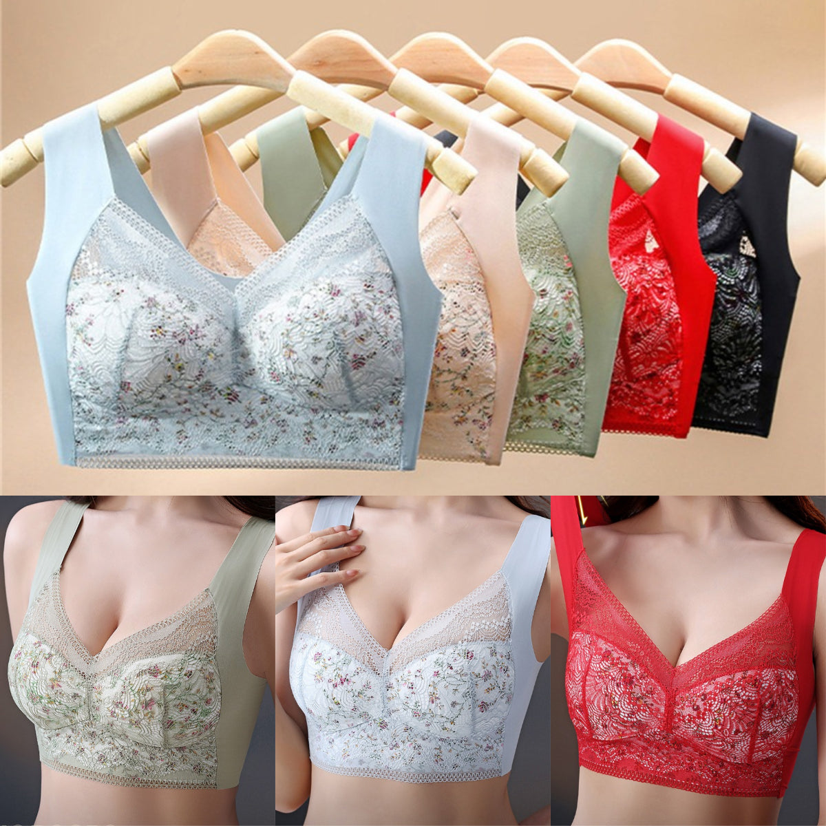 🔥【Sada 3 ks】【M-5XL】Pohodlná podprsenka z ľadového hodvábu - priedušná a bez kostíc so zľavou 50 %