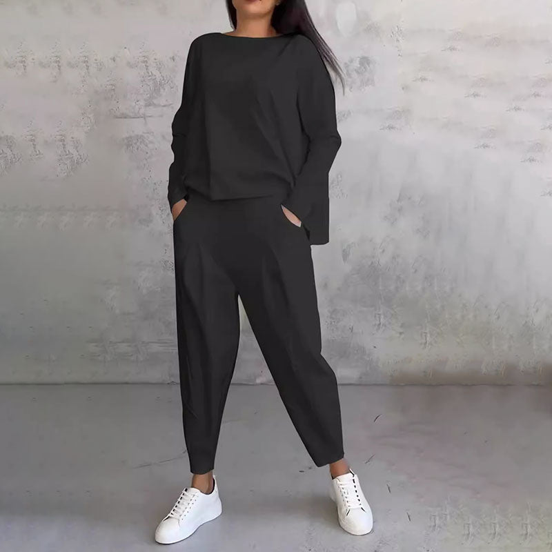 【S-5XL】💖Súprava nohavíc s dlhým rukávom a okrúhlym výstrihom, dvojdielna súprava
