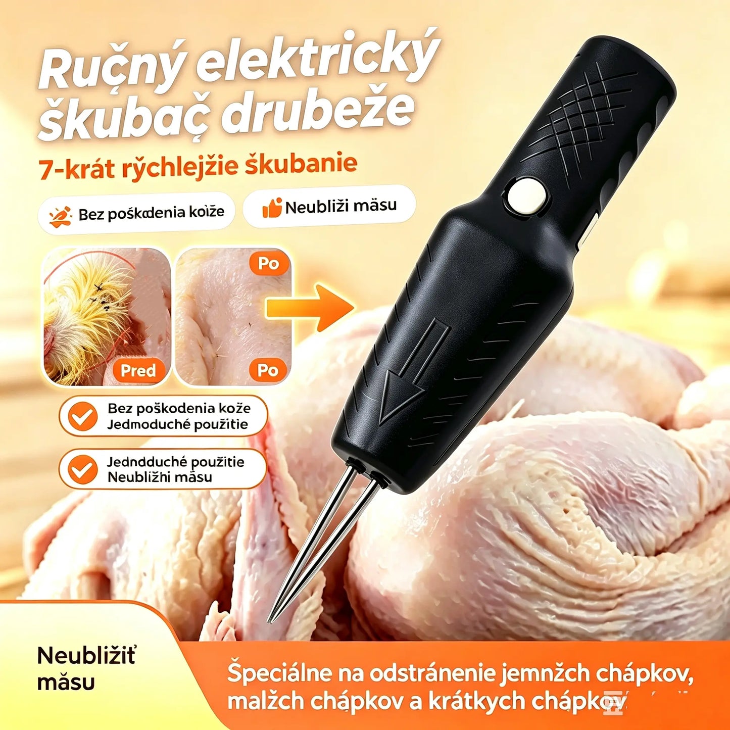 🐓🦆Prenosný elektrický sťahovák peria pre kurčatá, kačice, husi a hydinu