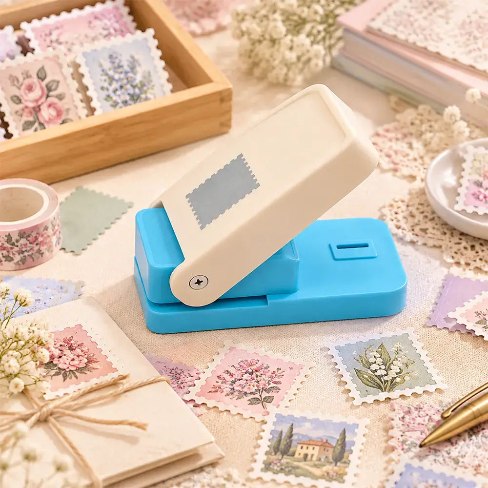 ✂️ Dierovač na okraje známok · Jedným stlačením vytvoríte presný okraj · Odolný kovový mechanizmus · Ideálny na scrapbooking, blahoželania a fotoalbumy!