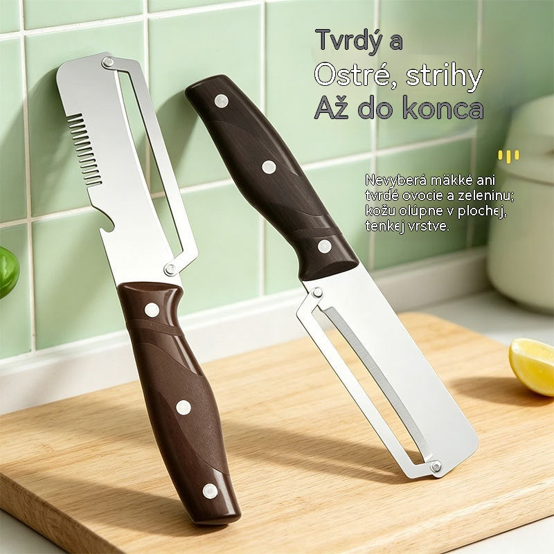 ✅【Kúpte 1 a získajte 1 zadarmo!】🧅🔪 Multifunkčná kuchynská škrabka 3 v 1: Šúpe, krája a otvára fľaše! 🔥