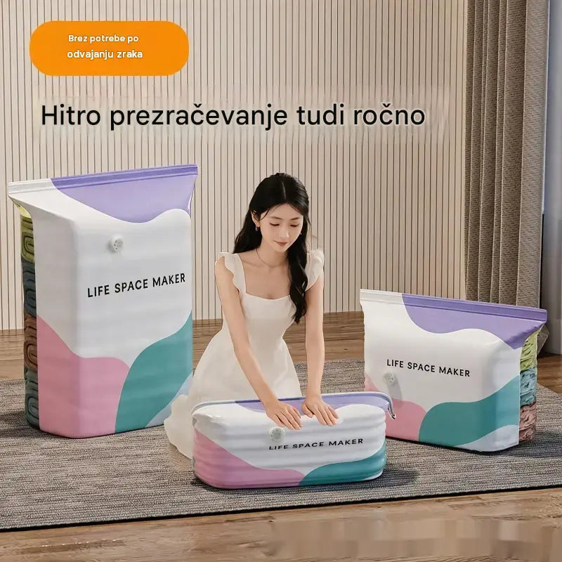 👕📦【5 kosov 26 €】Kompresijske vrečke za shranjevanje oblačil, brez potrebe po vakuumu, ojačana konstrukcija.
