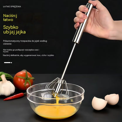 【Zestaw 3-częściowy】 Półautomatyczna trzepaczka do jajek ze stali nierdzewnej