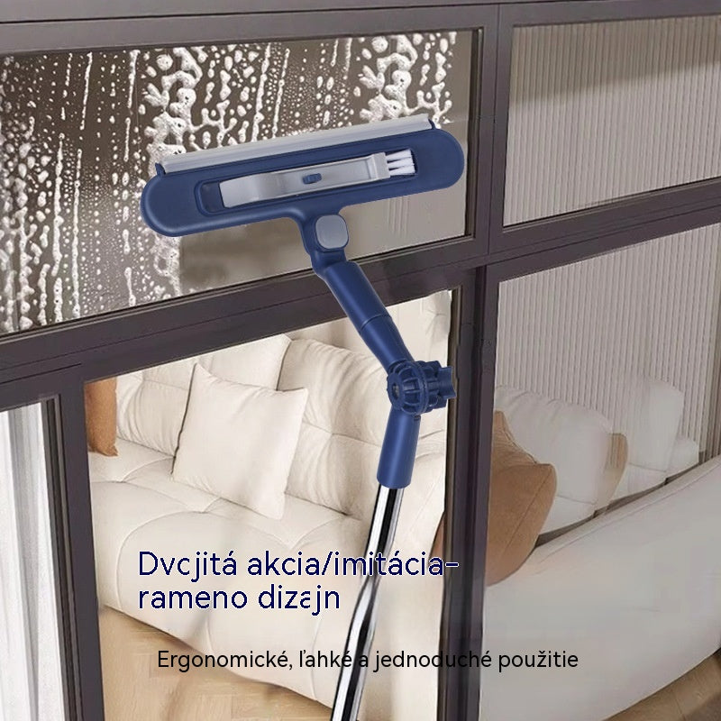 🏠💦Obojstranný čistič okien 2 v 1 s výsuvnou rukoväťou na čistenie okien vo vysokých budovách.
