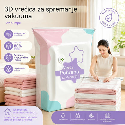🧳【Set od 5 dijelova】💨 Velika, stlačiva vakuumska vrećica za pohranu: nije potrebna pumpa, nepropusna je i idealna za uštedu prostora u koferima i kod kuće ✈️