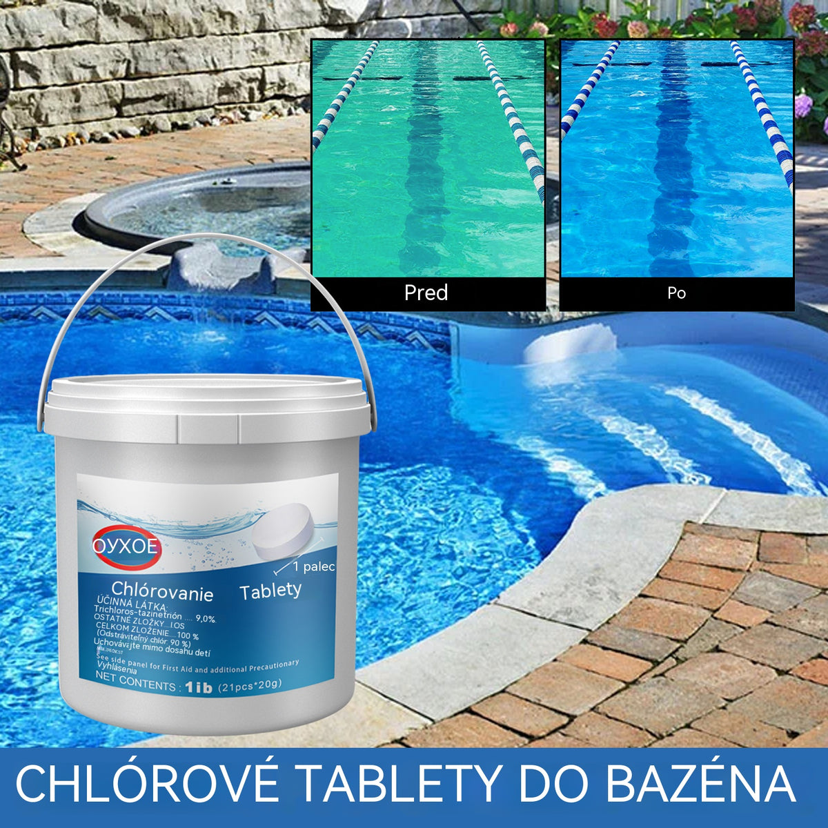 【1 libra】Šumivé tablety na čistenie bazénov a tablety na čistenie kvality vody