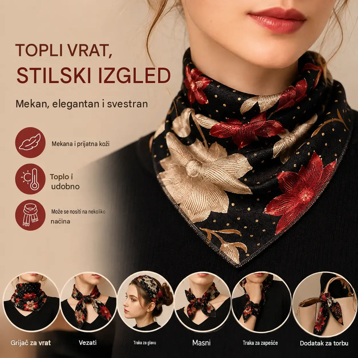 🔥Zimski novi 🔥💟【Set od 4 dijela】Topli, elegantni i svestrani trokutasti šal