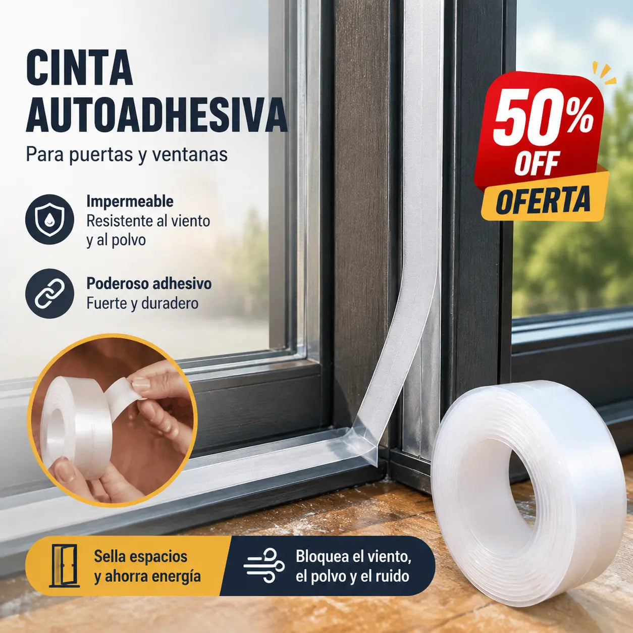 🚪 【5M】PVC tesniaca lišta na spodnú časť dverí – ochrana proti prachu a prievanu