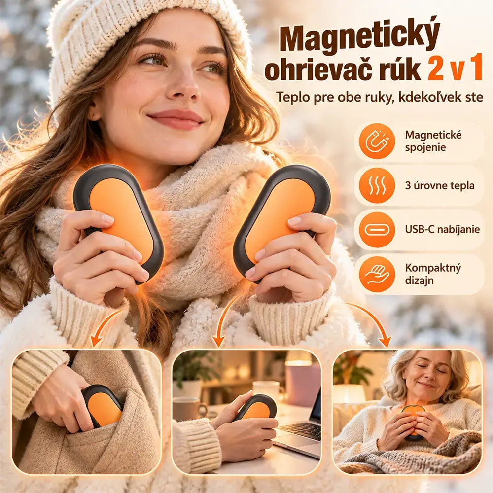🔥Magnetický, odnímateľný a nabíjateľný mini ohrievač rúk 2 v 1